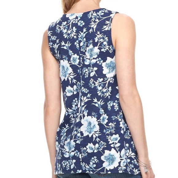 Sonoma | Printed Lace-Up Tank, Blue - Picture 2 of 5